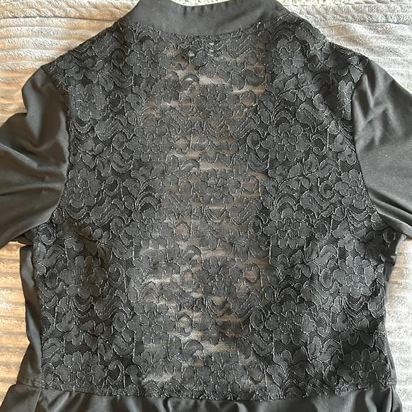 JSP polyester/lace/nylon short jacket. 22”long from shoulder to hem; 19”sleeve. - Picture 4 of 6
